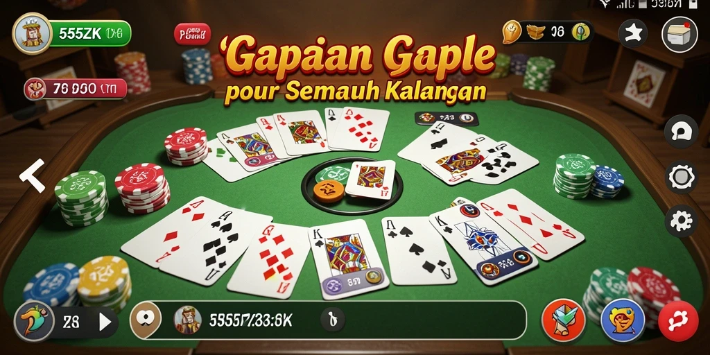 Screenshot utama 555ZK menampilkan pemain yang sedang bermain Gaple.