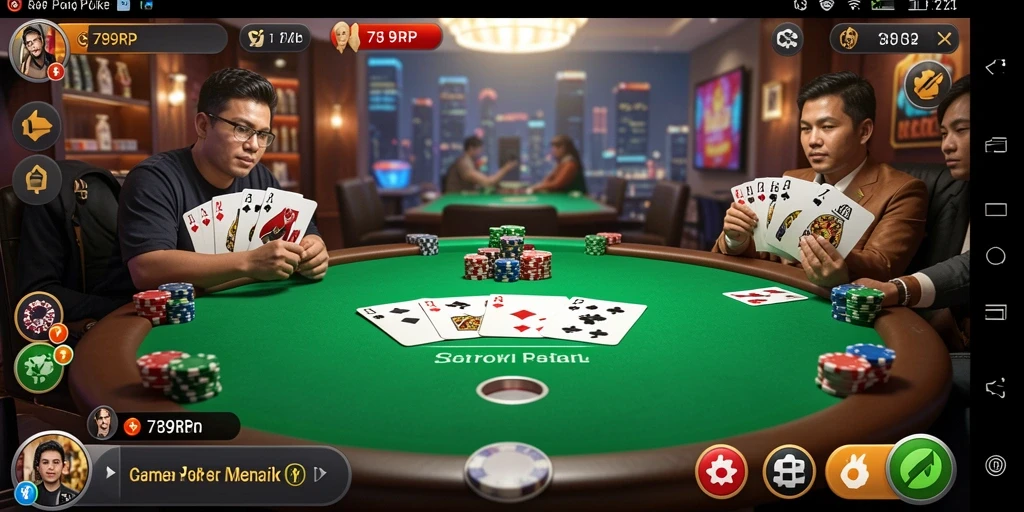 Tampilan gameplay seru dalam aplikasi poker 789RP.