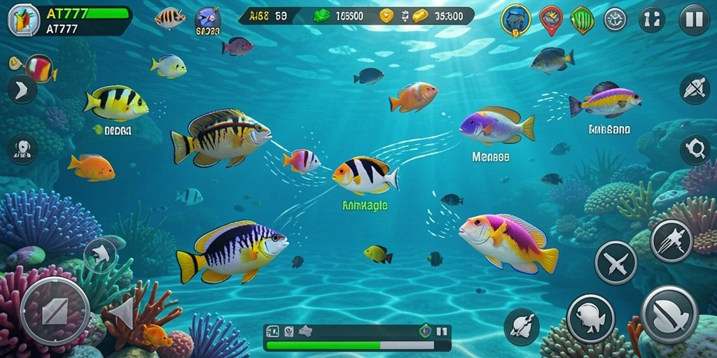Tampilan gameplay Tembak Ikan yang mendebarkan dan penuh warna.