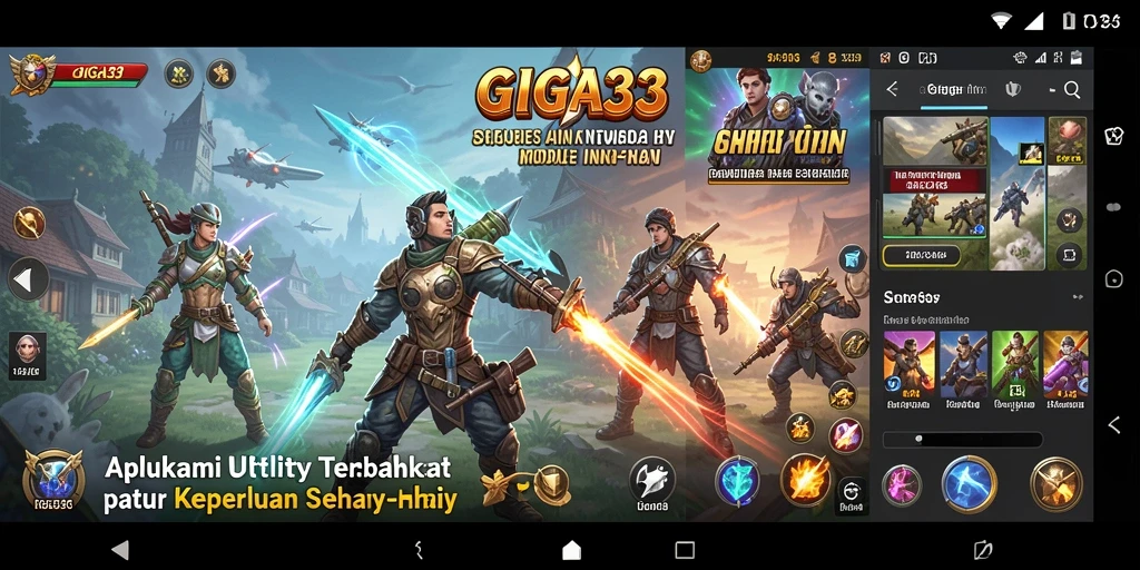 Tampilan antarmuka GIGA33 yang modern dan intuitif di layar utama.