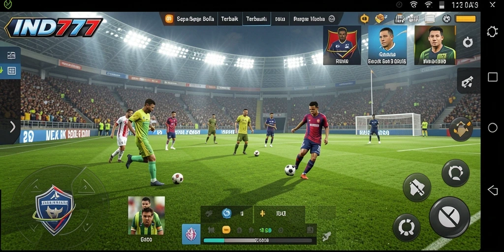 Screenshot menunjukkan aksi seru di lapangan sepak bola.