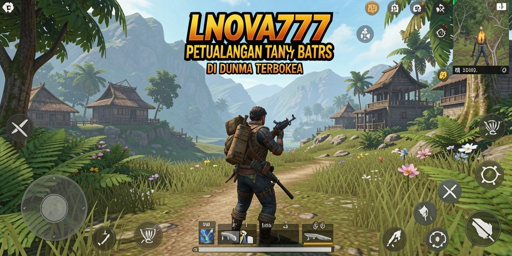 Tangkapan layar utama LNOVA777 menampilkan dunia terbuka yang mengesankan.