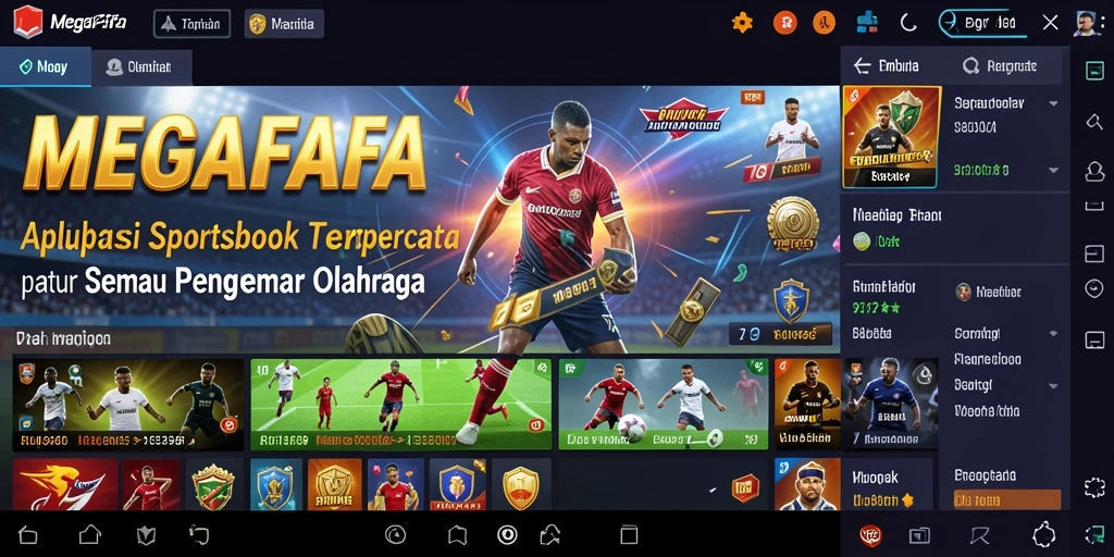 Tampilan utama MEGAFAFA yang menarik dan interaktif dengan berbagai pilihan olahraga.