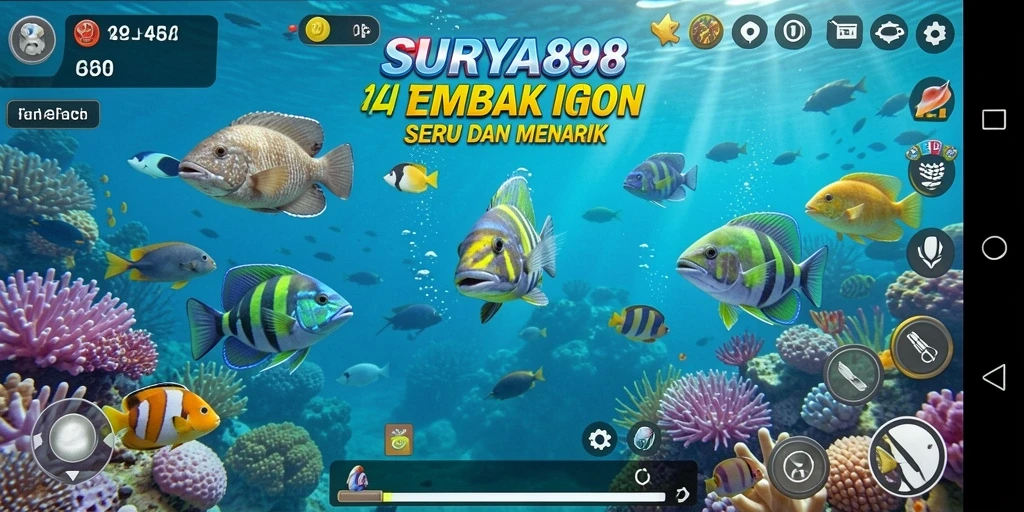 Tampilan seru dari gameplay Tembak Ikan SURYA898.